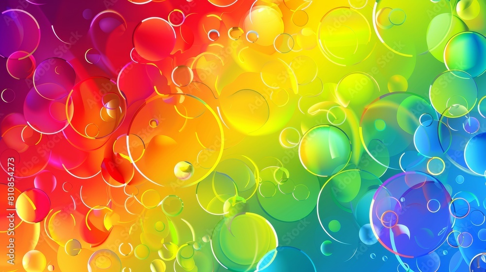 Aufkleber a template flyer with color rainbow circles as a design element.