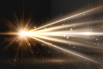 A radiant, horizontal ray of light with a luminous effect and shine on a see-through backdrop.