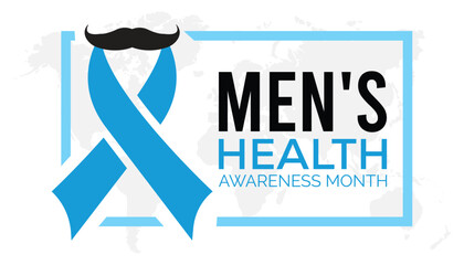 Men's Health Awareness Month observed every year in June. Template for background, banner, card, poster with text inscription.