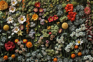 Colorful flowers displayed on a wall, perfect for home decor projects