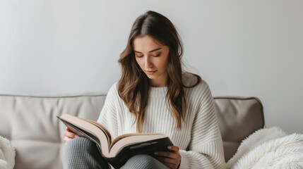 Concept of Good Enough. Young Woman Reading in a Cozy, Book-Filled Nook