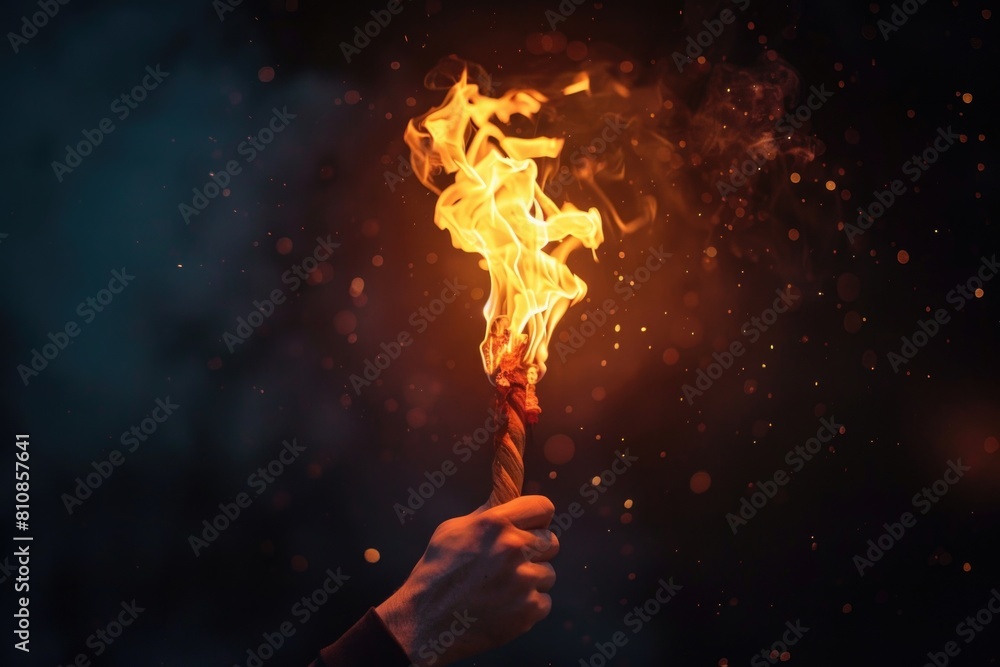 Poster a person holding a fire stick, versatile image for various concepts