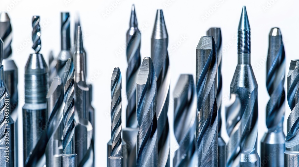 Poster a collection of various drill bits. suitable for hardware store promotions