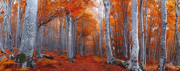 La Fageda dÂ´en Jorda, beech forest during autumn in the province of Girona in Catalonia Spain
