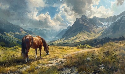 horse in the mountains