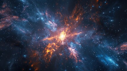 Obraz premium Burst of energy emanating from a central point in a dark space