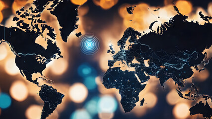  Digital image of Globe.  Futuristic global internet network background.