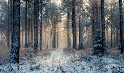 Naklejka premium forest in winter