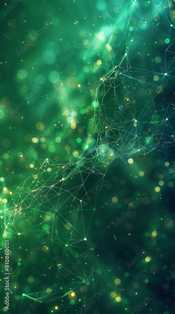 Poster blue and green cyberspace concept with high-tech structure. futuristic network lines with copy-space