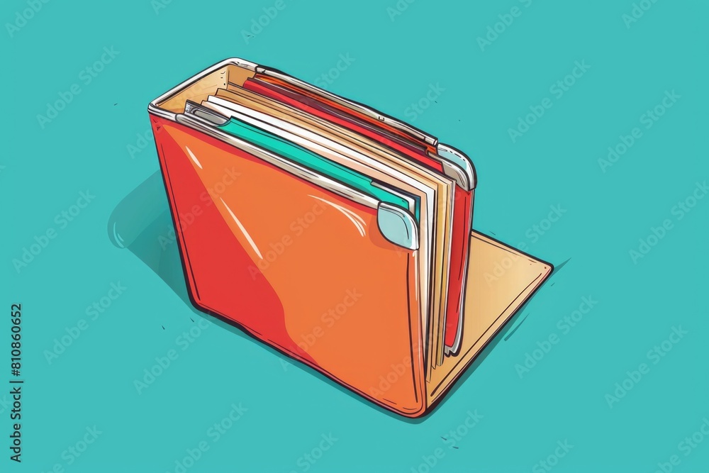 Poster a close-up shot of an orange folder filled with files. ideal for business and office concepts