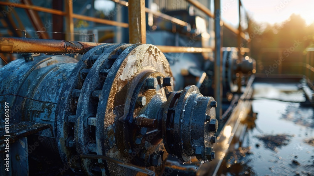 Aufkleber Detailed close up of a machine covered in rust. Suitable for industrial concepts