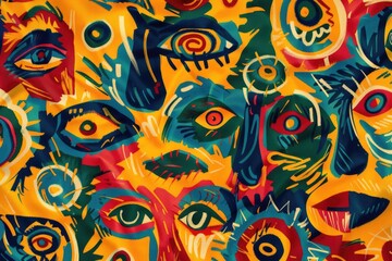 Naklejka premium Colorful painting of multiple eyes, suitable for various projects