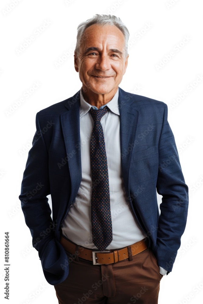 Poster a professional man in a suit and tie posing for a picture. suitable for business and corporate conce