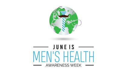 Men's Health Awareness Week observed every year in June. Template for background, banner, card, poster with text inscription.