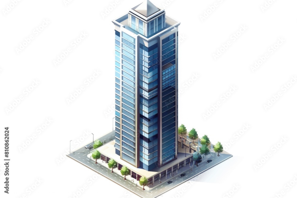 Aufkleber A very tall building with numerous windows. Suitable for architectural and urban concepts