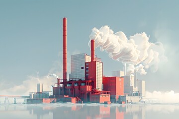 A factory emitting smoke from its chimneys