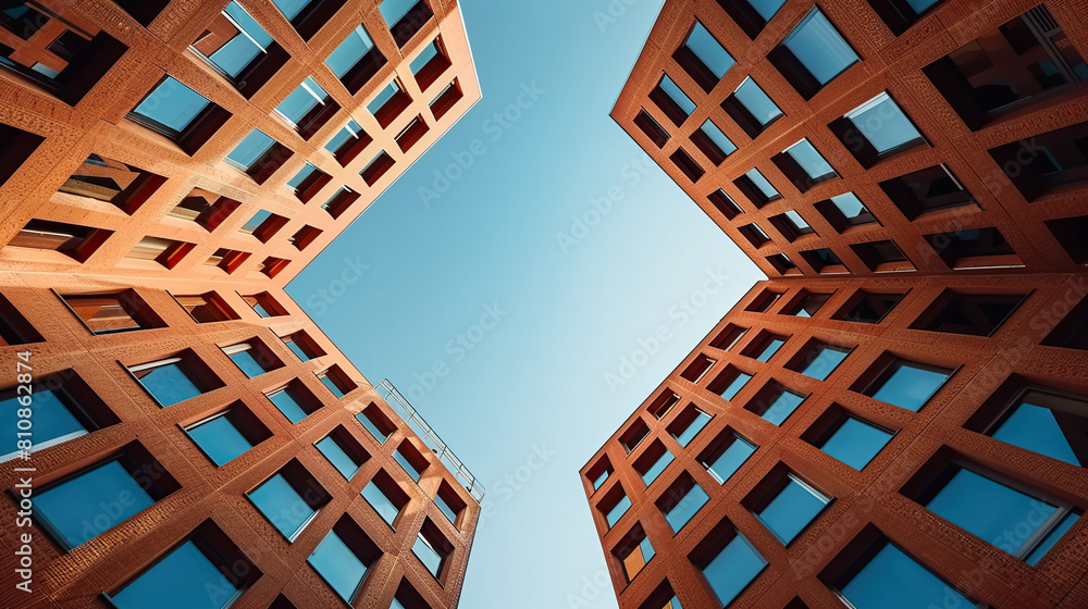 Poster urban architecture photography in a minimalist concept with geometric patterns. generative ai