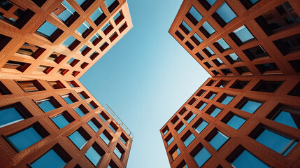 Urban architecture photography in a minimalist concept with geometric patterns. Generative AI