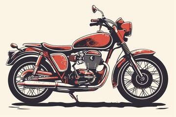 Detailed drawing of a red motorcycle, suitable for automotive or transportation concepts