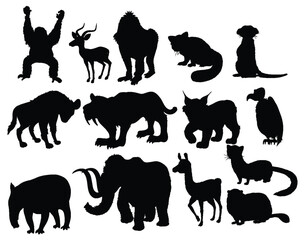 Collection of different animal silhouettes in black