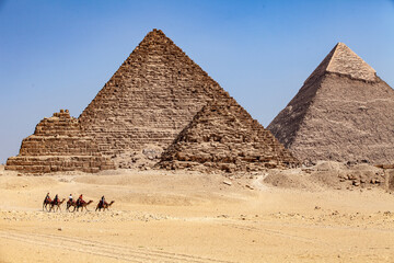 Camel Riders at the Great Pyramids in Giza
