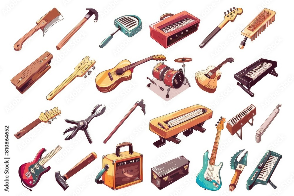 Poster a collection of various musical instruments, perfect for music-related projects