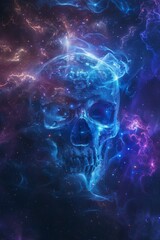 Cosmic Skull Floating in Nebulous Space
