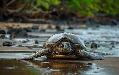 turtles on the Galapagos islands are very cute on a sunny day