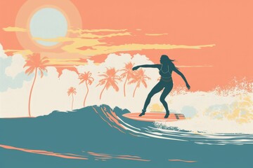 Serene Sunset Surf Session