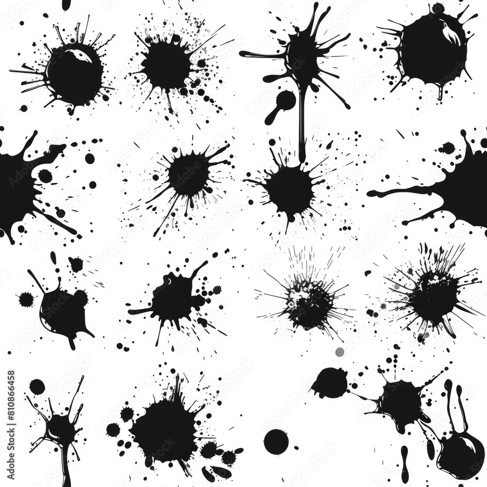 Poster black ink splats on a white background, suitable for various design projects