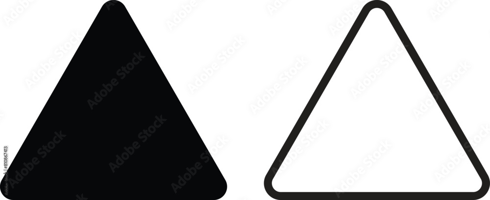 Poster triangle with rounded corners icon set in two styles isolated on white background . vector