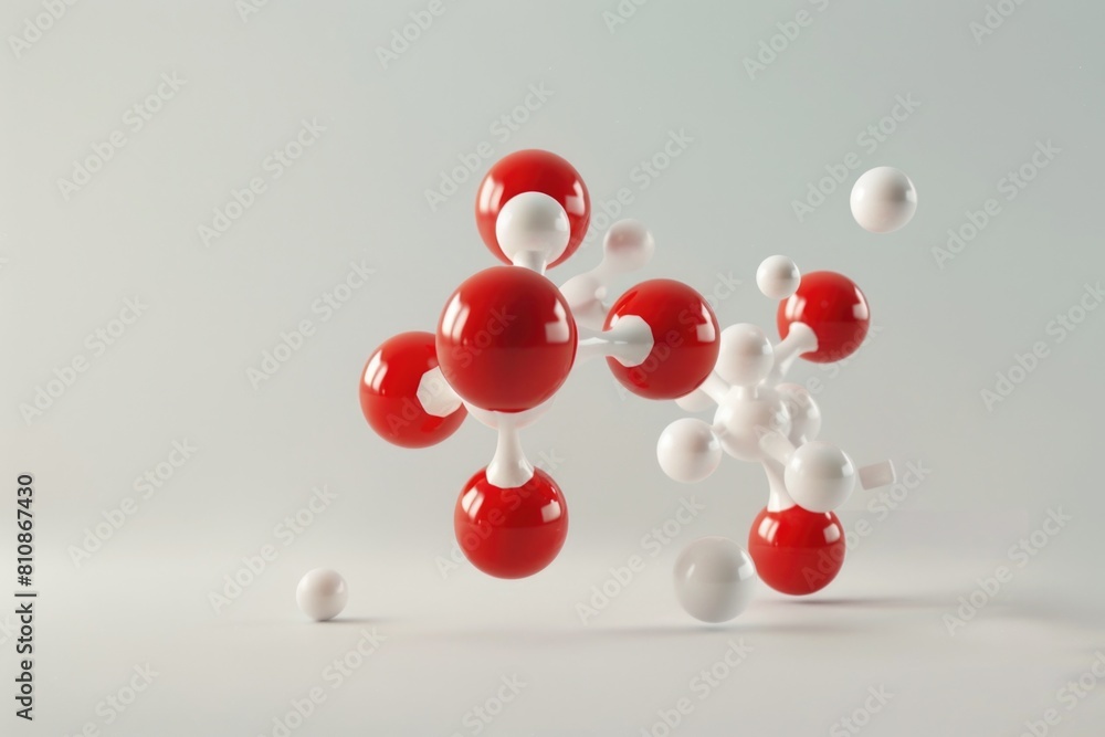 Poster A group of red and white spheres floating in the air. Suitable for various design projects