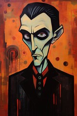 Evil man in a suit portrait. Illustrated poster in art brut style. Ai Generative