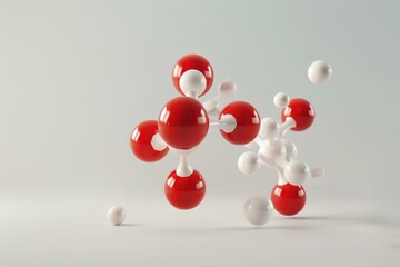 A group of red and white spheres floating in the air. Suitable for various design projects