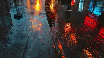 light reflections on rain - soaked streets create a mesmerizing ambiance