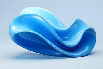 Abstract blue  shape against white background, 3D illustration.  Smooth shape 3d rendering  , generated by AI. 3D illustration