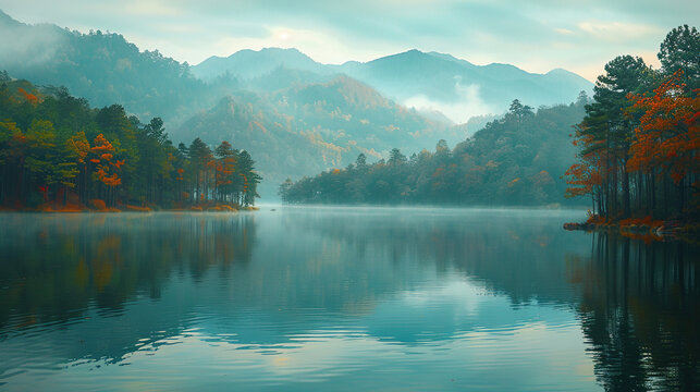 beautiful mountains lake view scenery landscape wallpaper abstract photo art , cards , banners Beauty of nature concept