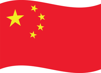 Wavy China flag isolated on white background . Chinese waving flag . Vector illustration
