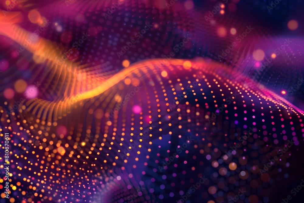 Poster mesmerizing abstract digital mesh background with glowing waves of light and energy