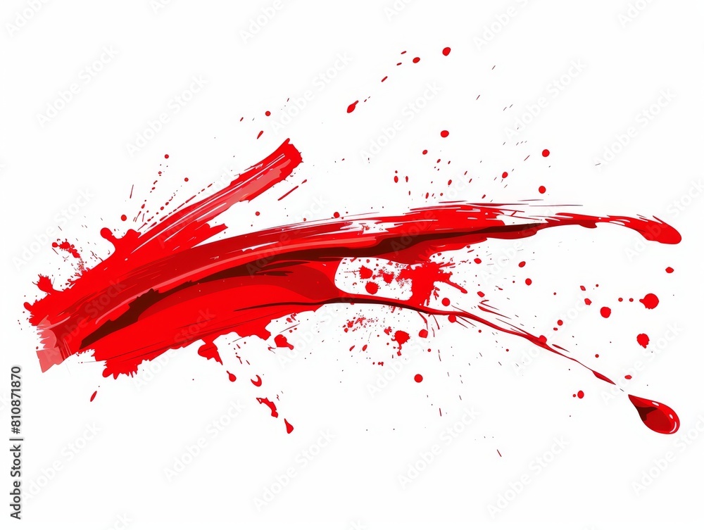 Poster a red splatter of paint on a white background. the splatter is large and covers a significant portio