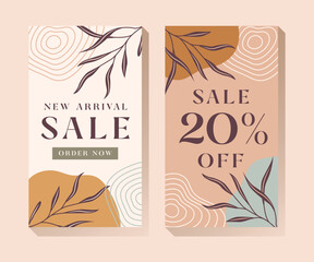 Vertical Layout Social Media Banner New Arrival Sale with Botanical Theme