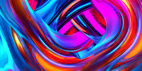 Obraz premium Abstract neon lights glowing colorful digital paint technology painting abstract background design illustration.