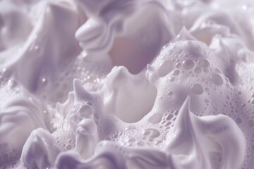 The image is of a foam or bubble bath with a lot of foam and bubbles. The bubbles are scattered all over the bathtub, creating a fun and playful atmosphere. The foam is white and he is thick