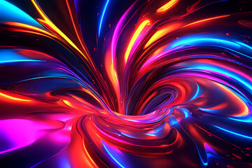 Obraz premium Abstract neon lights colorful digital paint technology painting abstract background design illustration.