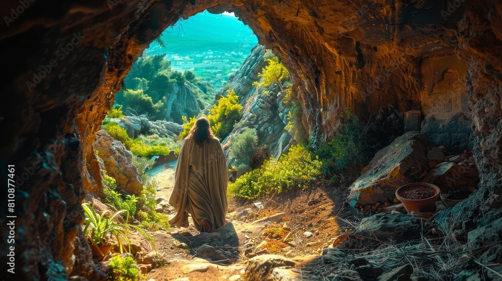 Wall mural Jesus coming out the cave