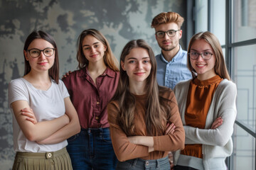 Obraz premium Group of People Standing Together. Generative AI