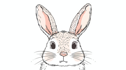 Cute funny face of bunny. Baby rabbits head portrait