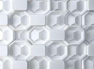 3d render of white abstract background with hexagon pattern, seamless texture wallpaper, wall paper, pattern for interior design decoration in modern style, white and grey color, 8k resolution, high