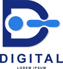 Web letter D tech circle logo