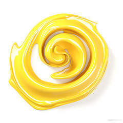 Melted yellow cheese or butter swirl closeup isolated on white background